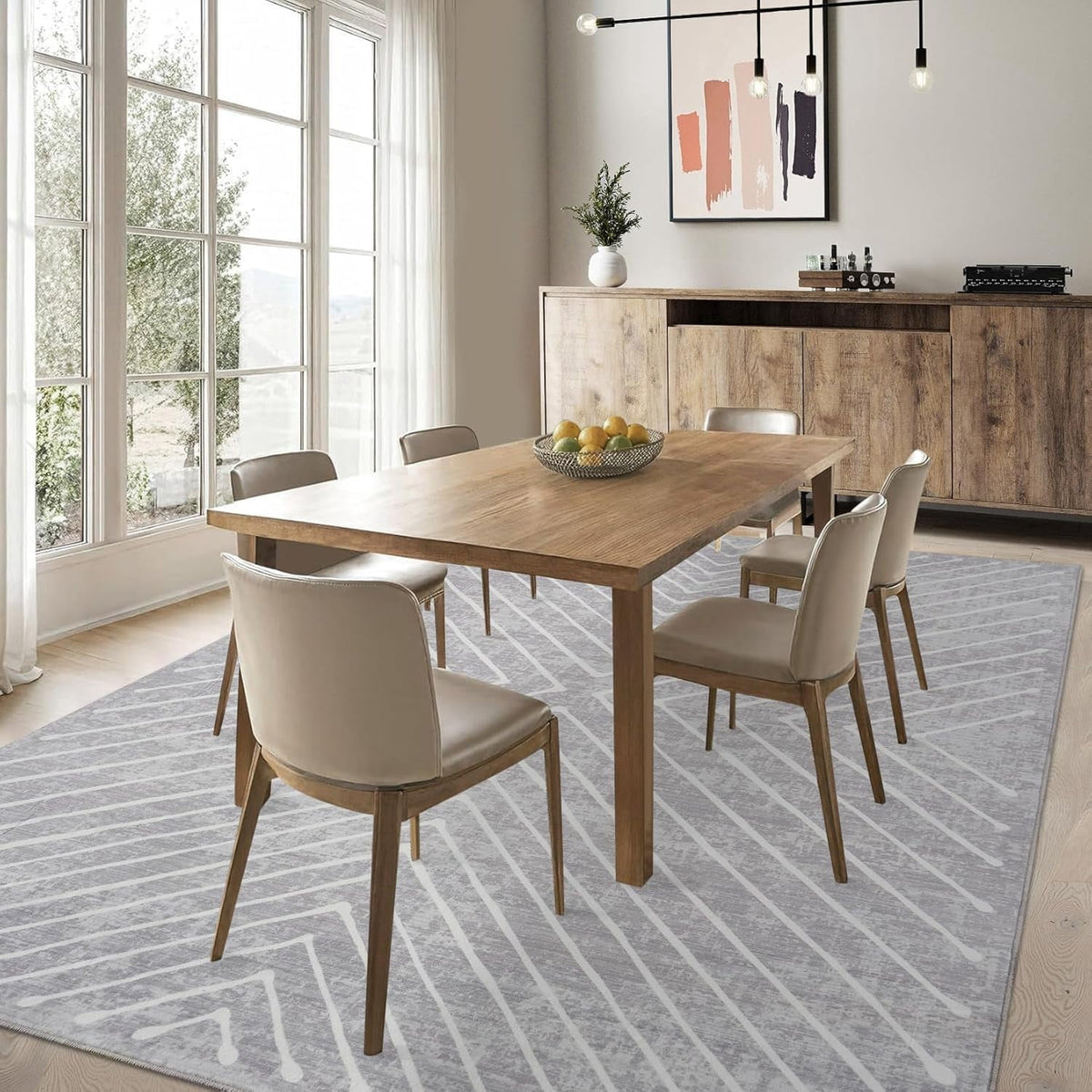 Washable Rug 10x13 Area Rug for Bedroom Modern Living Room Rug Non Slip Striped Large Area Rug Soft Non Shedding Throw Rugs Stain Resistant Carpet for Dining Room Nursery Navy 10'x13'