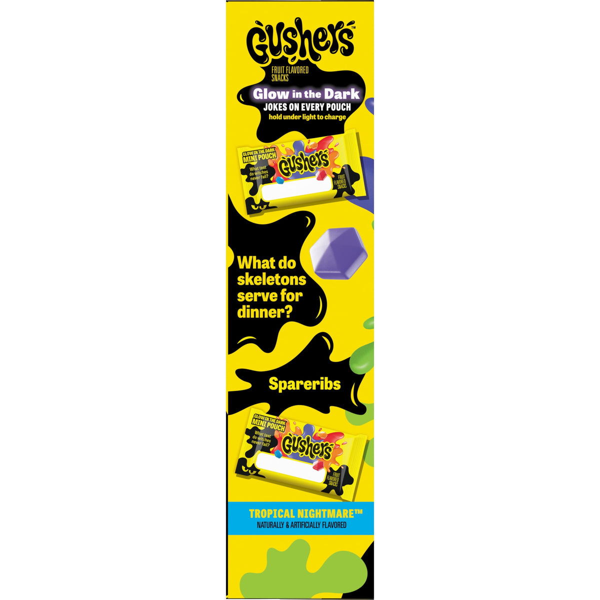 Gushers Tropical Nightmare Fruit Flavored Snacks Mini Pouches, Halloween Treats, 26 Count