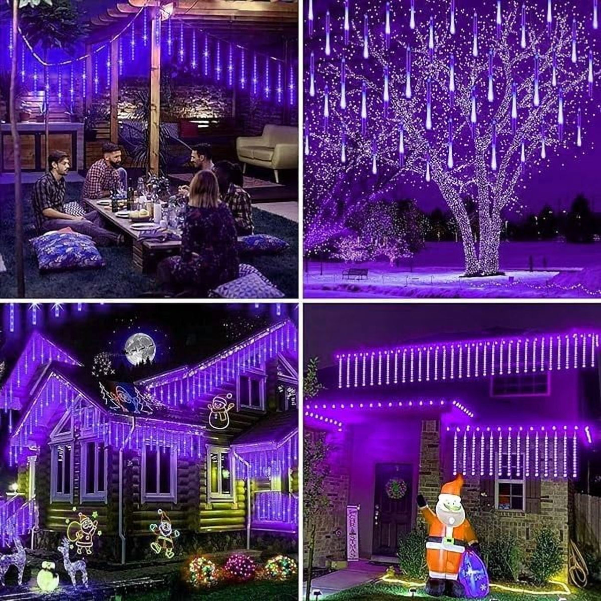 LED Outdoor String, Rain Lights,Meteor Lights,Meteor rain Lights 30cm 10 Tube Solar rain Lights with for Christmas Parties Wedding Christmas Tree