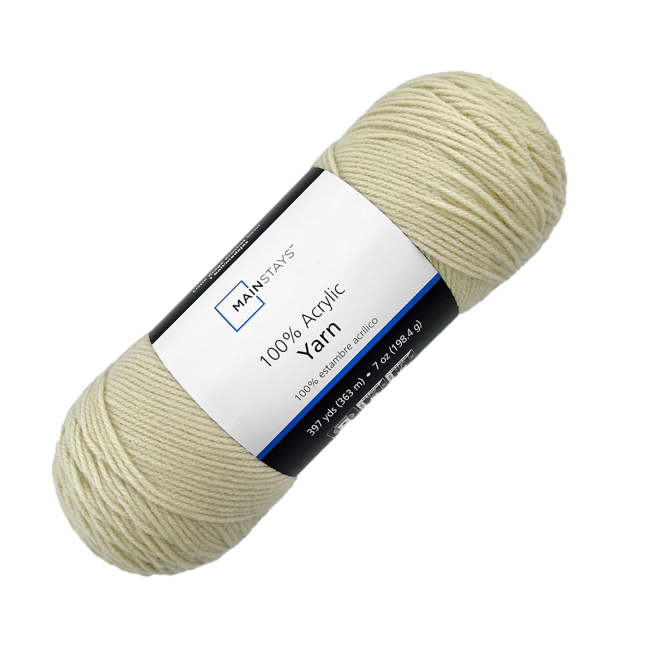 Mainstays Medium 4 Acrylic Yarn, White, 7 oz, 397 Yards