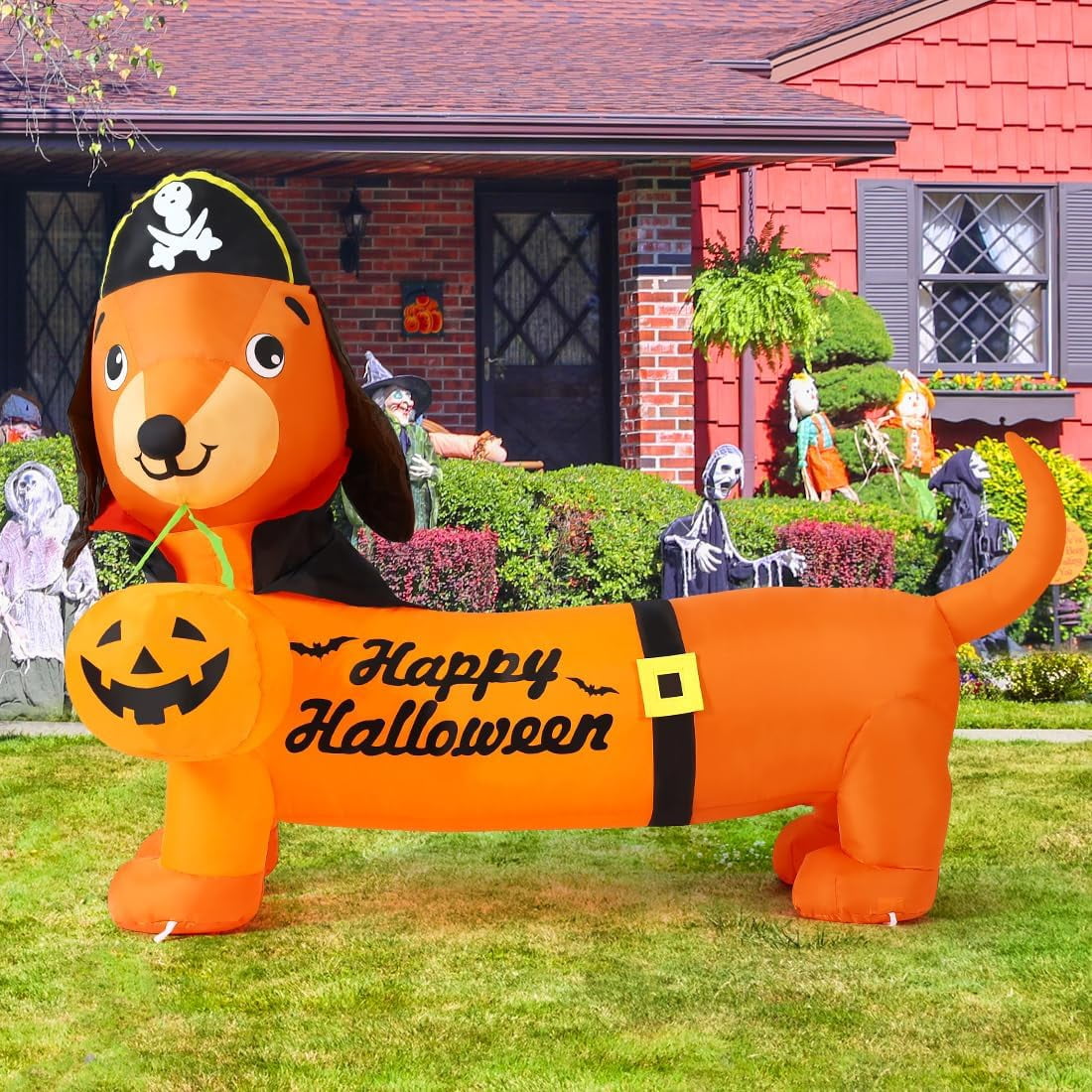 GOOSH Halloween Inflatable 5 FT Halloween Dog Decorations, Halloween Inflatable Dog with Built-in Lights, Halloween Decorations Outdoor Clearance For Halloween/Holiday/Garden/Yard