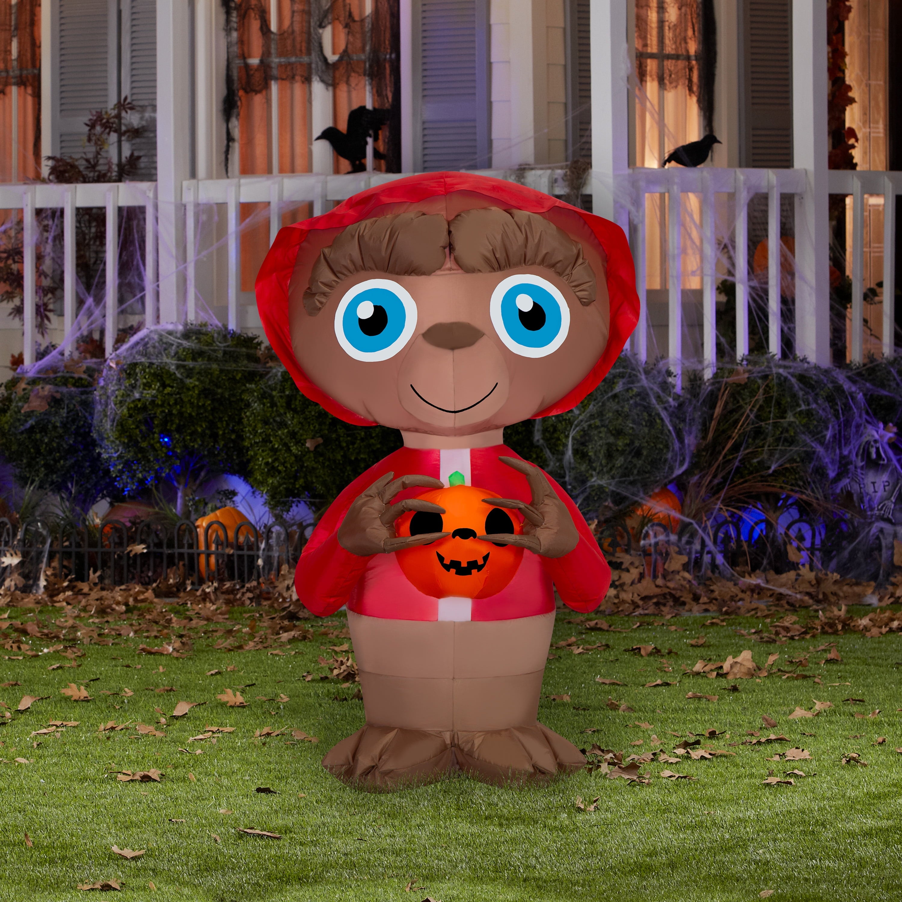 Morris Costumes SS555113G 38 in. Air Blown Inflatable E.T. The Extra-Terrestrial with Jack-O-Lantern Halloween Outdoor Decoration
