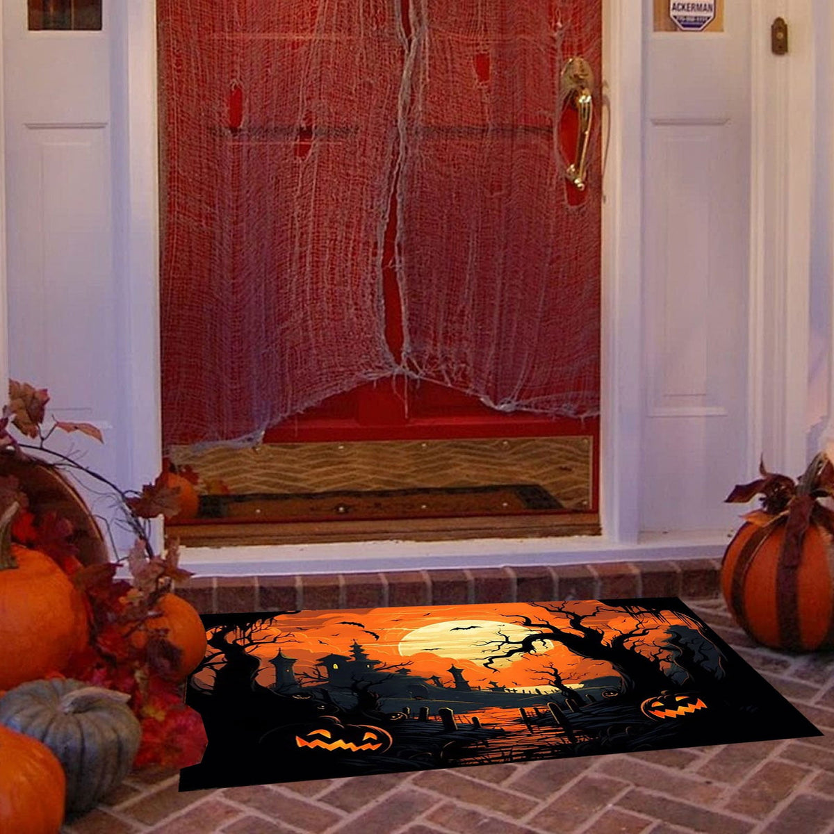 Xuniizn Halloween Mat, 16X24" Velvet Halloween Door Mat for Outside Entrance, Spooky Halloween Rug for Outdoor & Indoor, Non Slip Washable Halloween Doormat, Halloween Bathroom Decor
