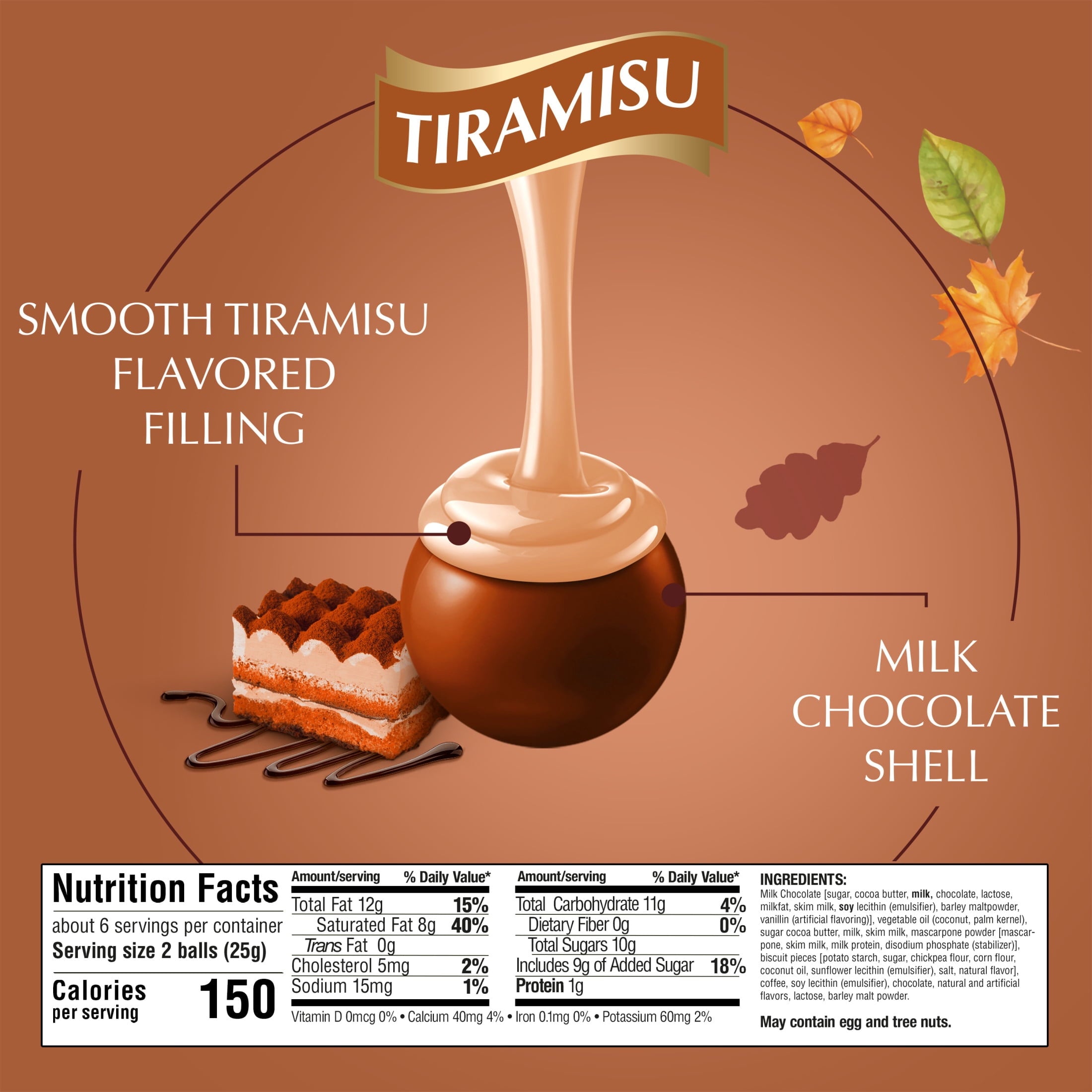 Lindt LINDOR Fall Tiramisu Milk Chocolate Candy Truffles, 5.3 oz. Bag