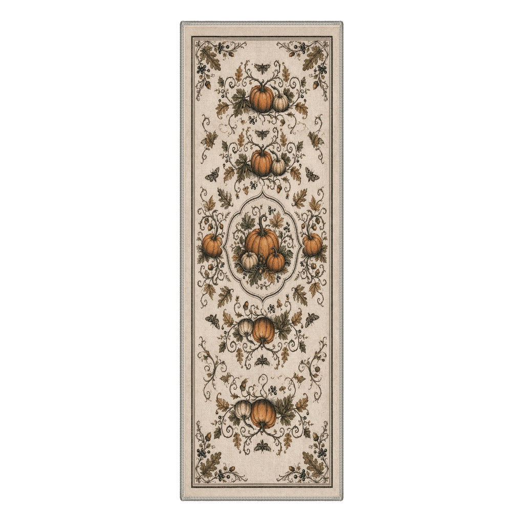 GENIMO 2'x7' Halloween Runner Rug, Washable Non Slip Soft Farmhouse Pumpkin Indoor Outdoor Hallway Runner for Porch Patio Kitchen Entryway, Vintage Sepia