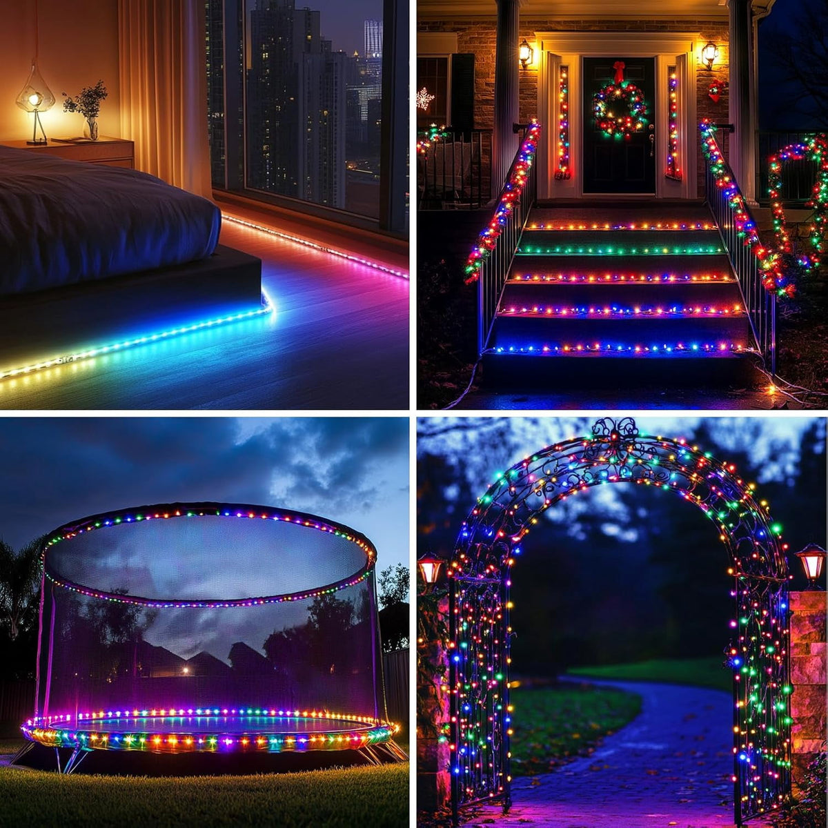 Solar Rope Lights Outdoor Waterproof 100LED Tube String Lights with USB Rechargeable Timer 8 Modes Dimmable Twinkle Fairy String Light for Trampoline Yard Pool Party Wedding Christmas
