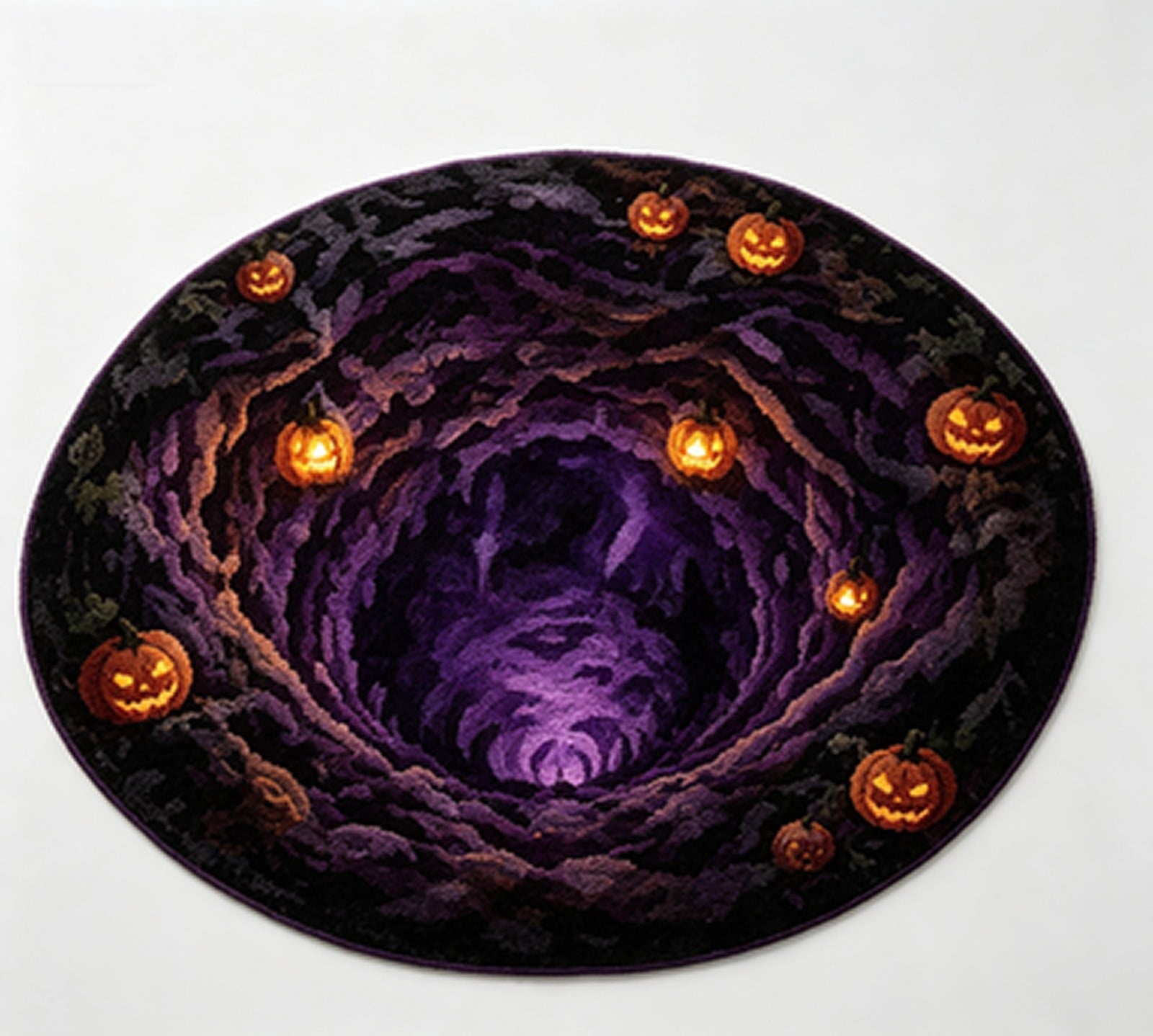 3D Halloween Round Rug, Illusion Halloween Round Mat, Funny Rug with Non-Slip Soft Visual Effect Door Mat for Living Room Indoor Decor