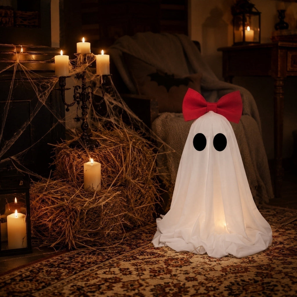 AuroraX Halloween Ghost Decor Outdoor Halloween Decoration Courtyard Tabletop Desktop Haunted Halloween Decoration for Yard Garden Pink