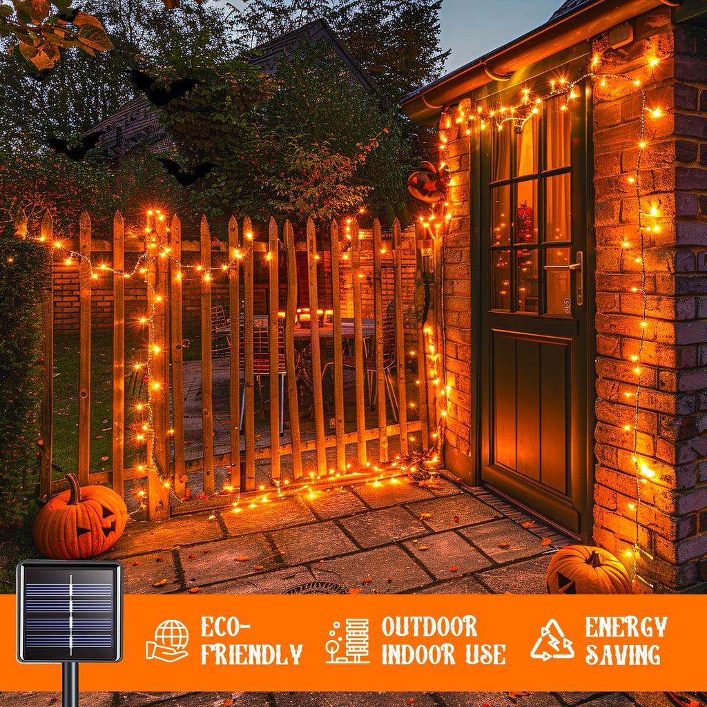 JMEXSUSS 2 Pack Solar String Lights Outdoor, 100 LED 42.7ft White Solar Lights Outdoor Waterproof, 8 Modes Green Wire Solar Christmas Lights for Garden, Wedding, Party, Christmas Tree Decoration