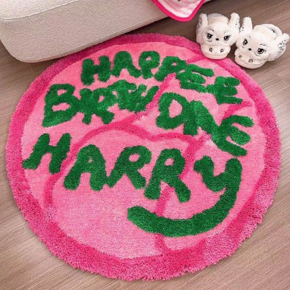 Halloween-Themed Plush Round Rug - Thickened Flocked with Cake Pattern, Machine Washable Non-Slip