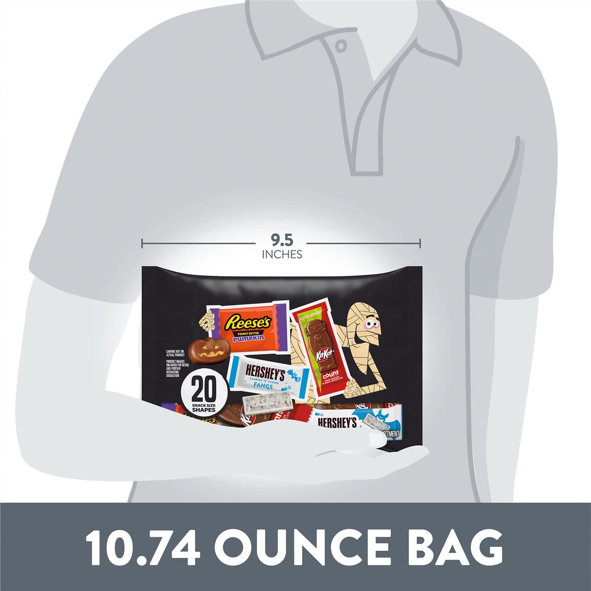 Hershey's, Kit Kat and Reese's Assorted, Halloween Candy Variety Bag, 10.74 oz (20 Pieces)