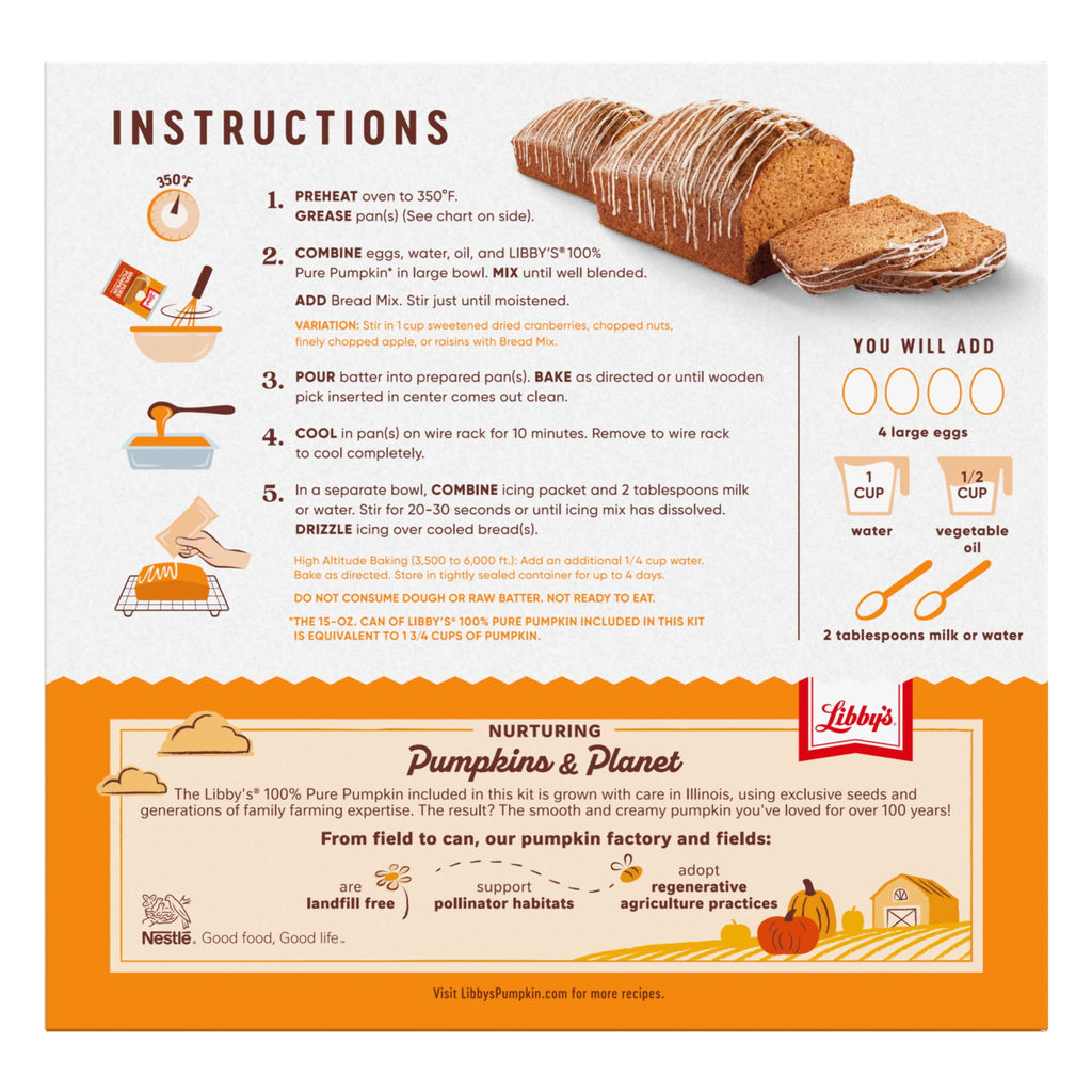 Libby's Pumpkin Bread Kit With Icing Baking Mix Dessert, 57.75 oz Box