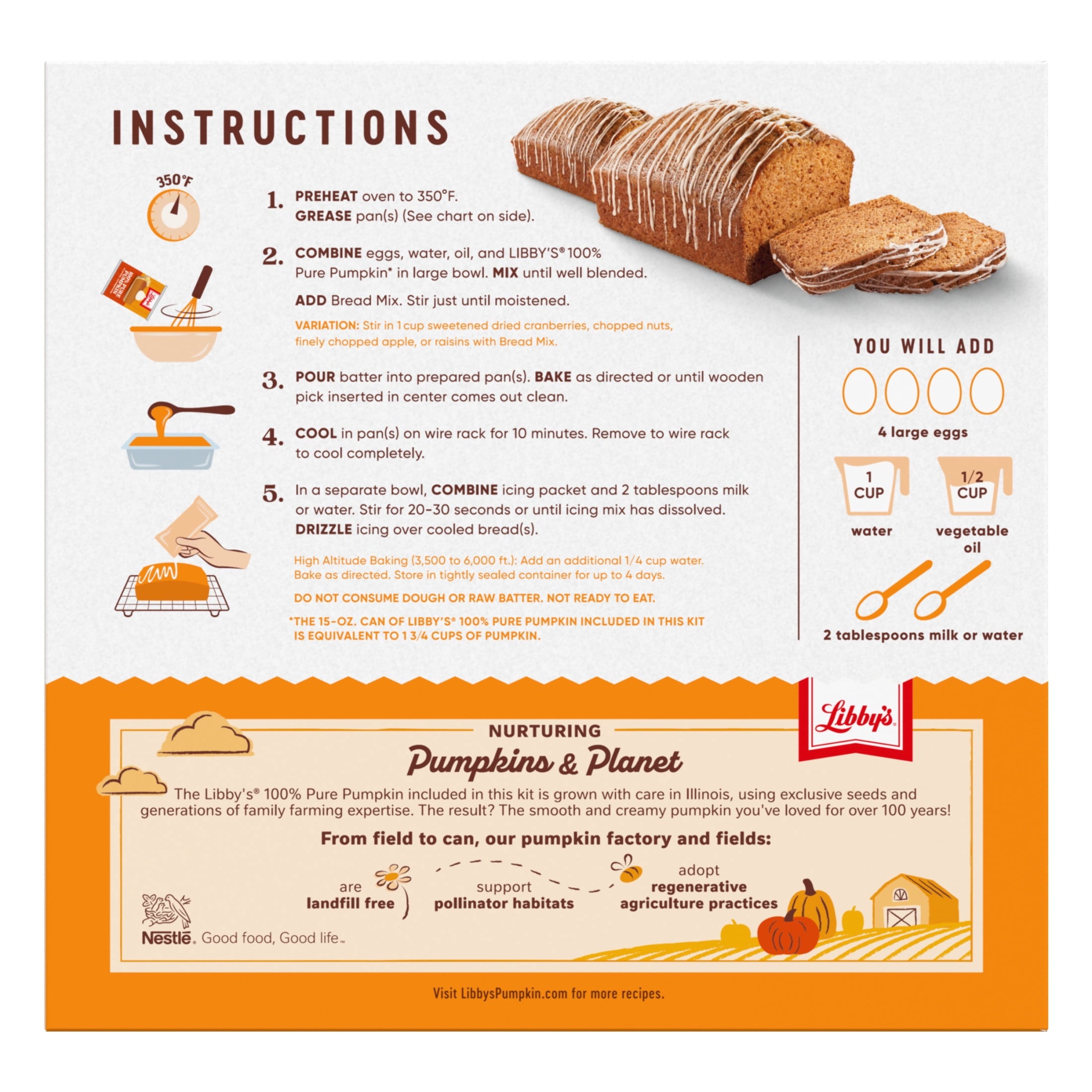 Libby's Pumpkin Bread Kit With Icing Baking Mix Dessert, 57.75 oz Box
