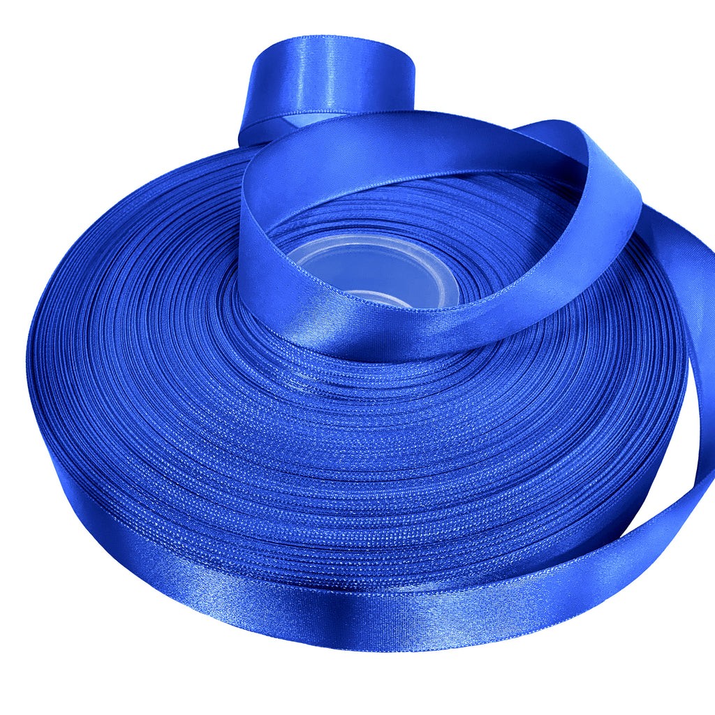 Royal Blue Double Faced Satin Ribbon for Crafts, 7/8" x 100 Yards by Gwen Studios