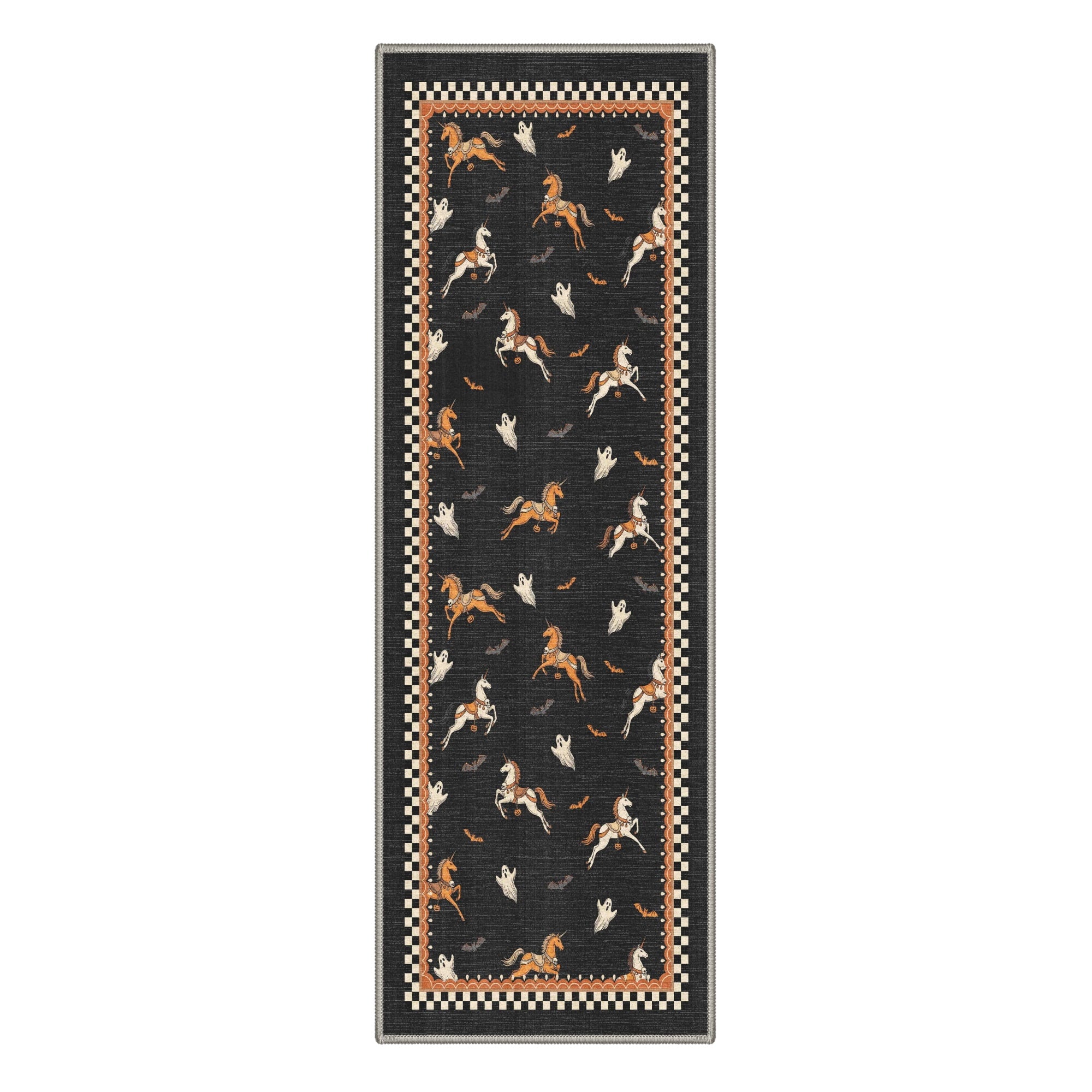 GENIMO 2'x3' Halloween Doormat, Washable Non Slip Soft Whimsical Cat Outdoor Door Mat for Front Door Covered Porch Patio Entryway, Rustic Black