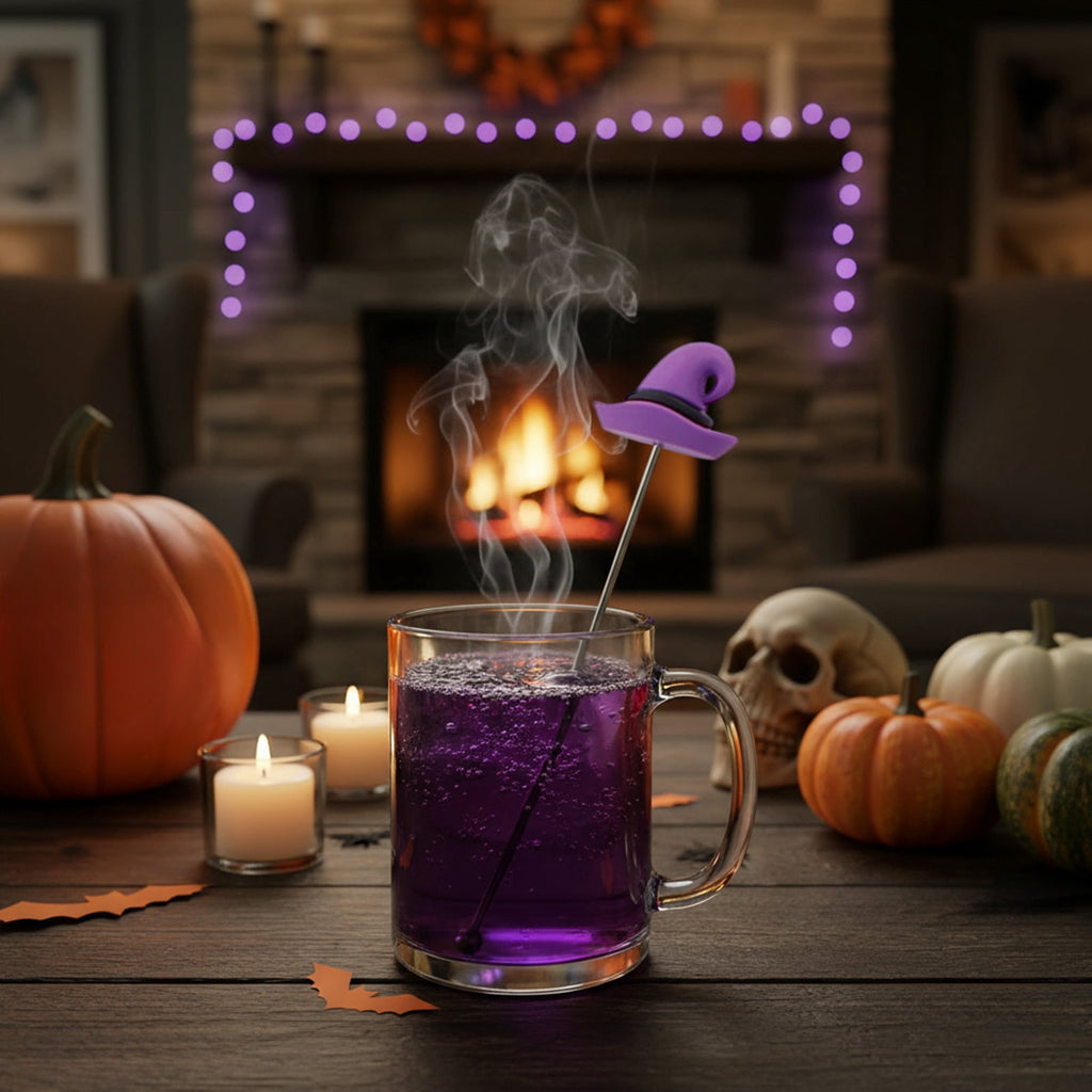 Stainless Steel Mixing Spoon for Cocktails – Halloween Barware, 304 Food - Grade Stirring Rod with Ghost, Witch Hat, Bat & Pumpkin Designs,Orange