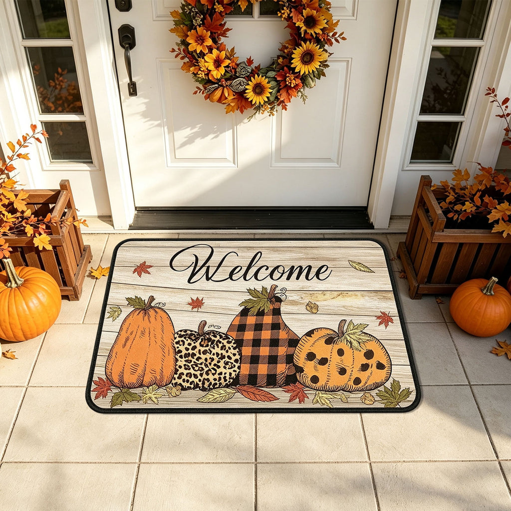 Autumn Door Mat for Entryway, 16x24 Inch, Fall-Themed Floor Doormat for Home Decor, Non-Slip Rug Mat for Living Room, Kitchen, Bedroom, Gifts for Fall Lovers (E)