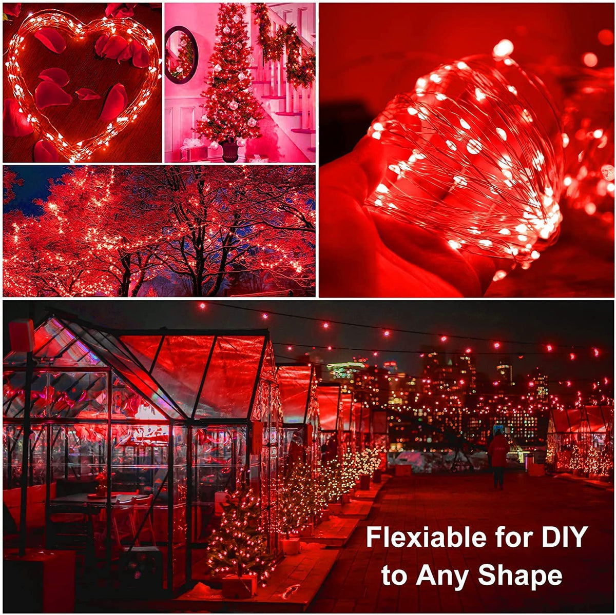 Purple Solar Fairy Lights Outdoor Waterproof, 4 Packs Each 33ft 100 LED Solar String Lights, 8 Modes Silver Wire Solar Twinkle Lights for Halloween Christmas Patio Garden