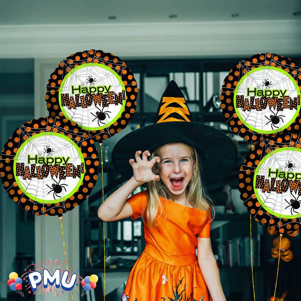 PMU Halloween Party Decoration "Happy Halloween" Jack Faces Aglow 18 Inch Mylar-Foil Balloon (1pkg) Pkg/1