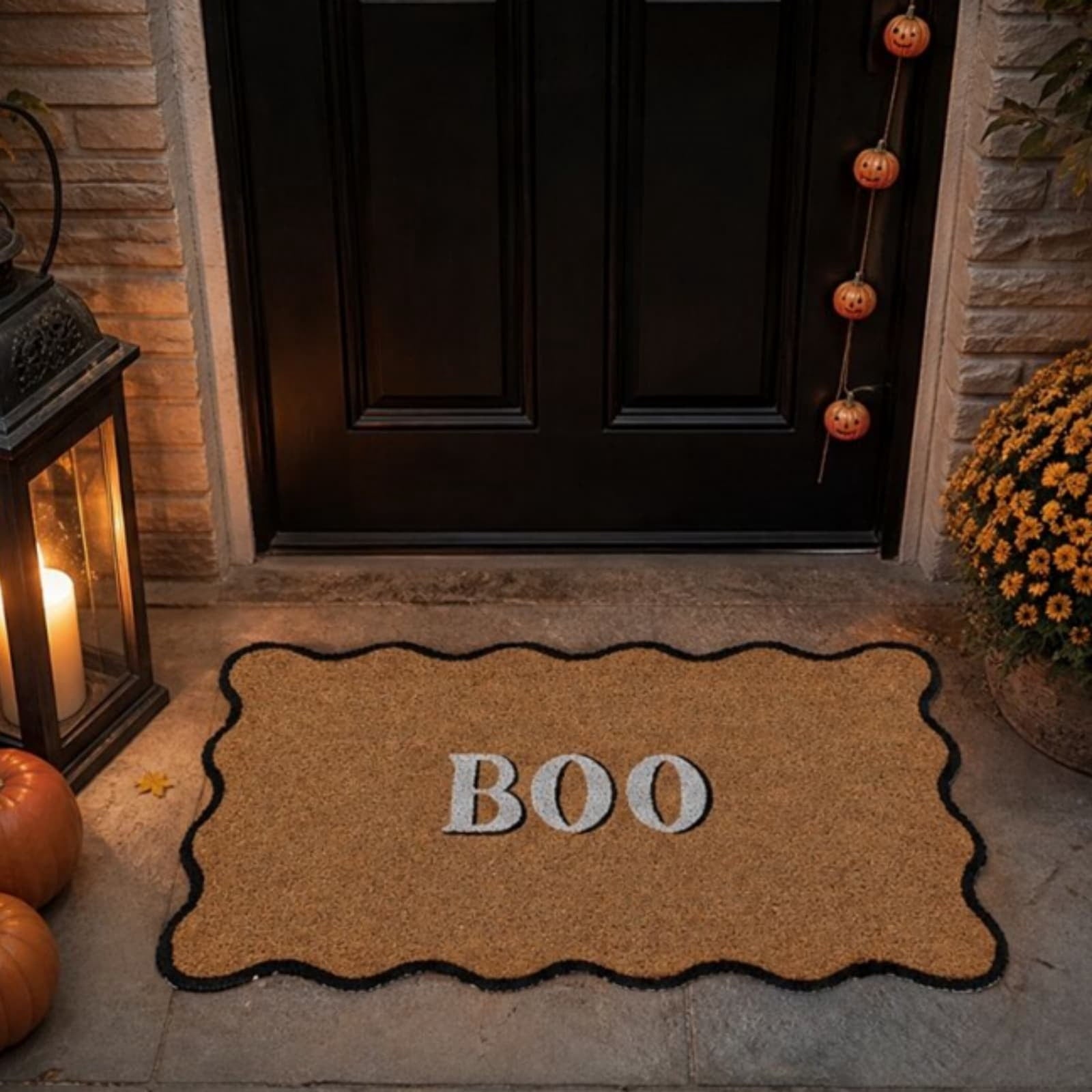 Lypsnake Natural Coco Coir Doormat - "Love Grows Here" Printed with Delicate Floral Pattern, Non-slip Absorbent Entry Mat for Home Entrance Porch Patio and Outdoor Decoration