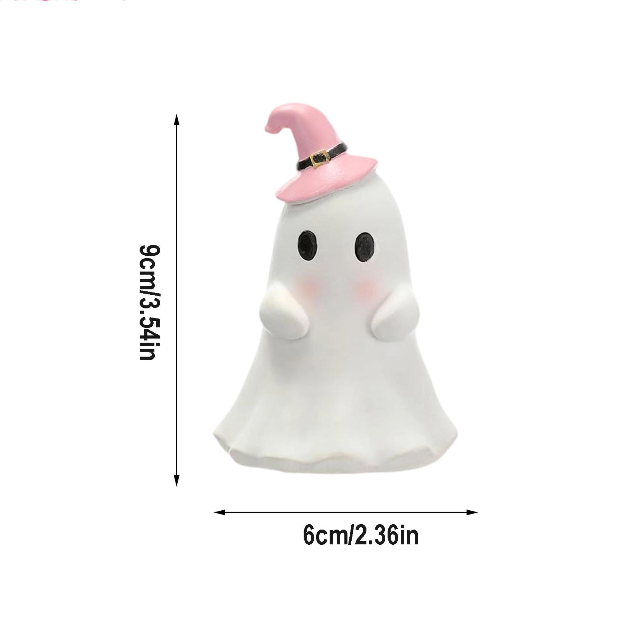 Pink Halloween Decor Ghost Candy Bowl Figurine with Bow and Scalloped Holder for Indoor Tabletop Decor and Party Favor Display