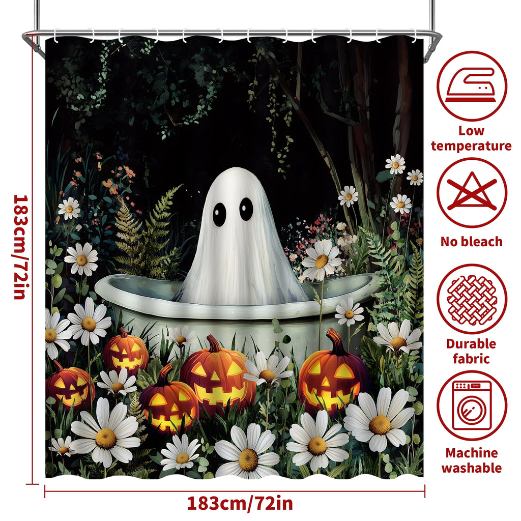 Ikfashoni Fall Shower Curtain with Hooks, Fall Decor for Home, Buffalo Plaid Pumpkin Waterproof Bathroom Curtains, 72"X72"