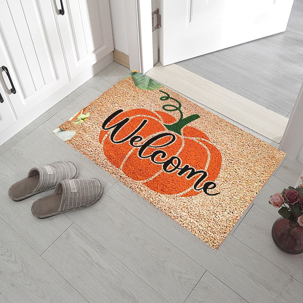 JOGZMZ Halloween Pumpkin Area Rug Bright Pumpkin Floor Mats Slip Resistants Earth Floor Mats For Front Door Bathroom Kitchen Room 19.67×31.49in