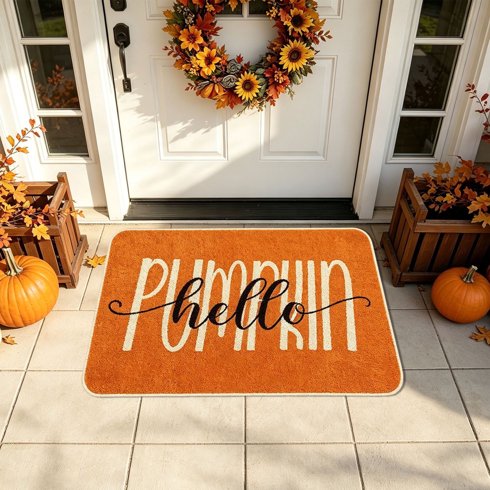 Autumn Door Mat for Entryway, 16x24 Inch, Fall-Themed Floor Doormat for Home Decor, Non-Slip Rug Mat for Living Room, Kitchen, Bedroom, Gifts for Fall Lovers (E)