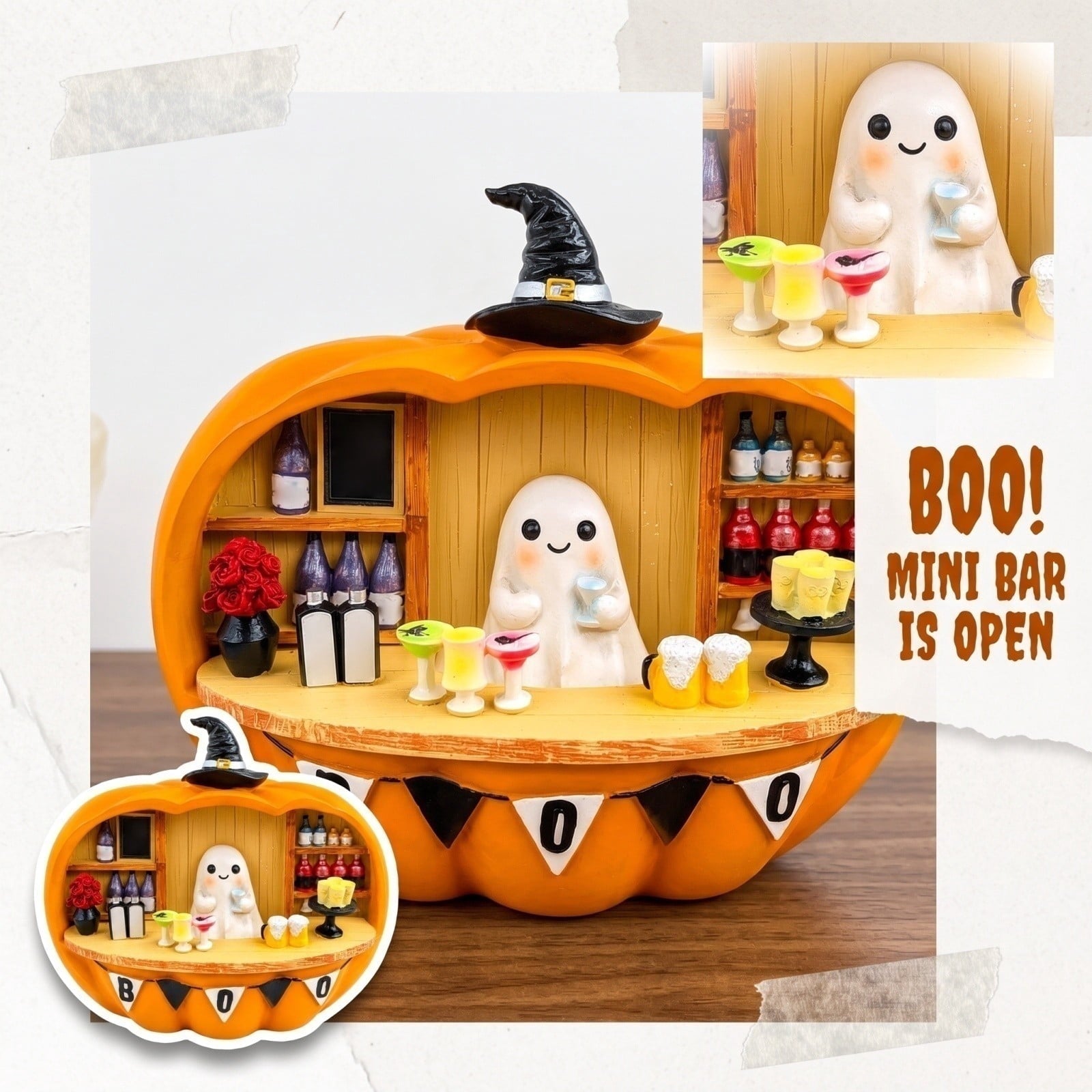 Halloween Spooky Coffee Stand, Ghost Barista Booth Figurine, Spooky Coffee Statue Built with Spooky Little Coffee Stand, Freshly Boo’d Coffee Ghost Fall Decor, Creative Birthday & Holiday Gift