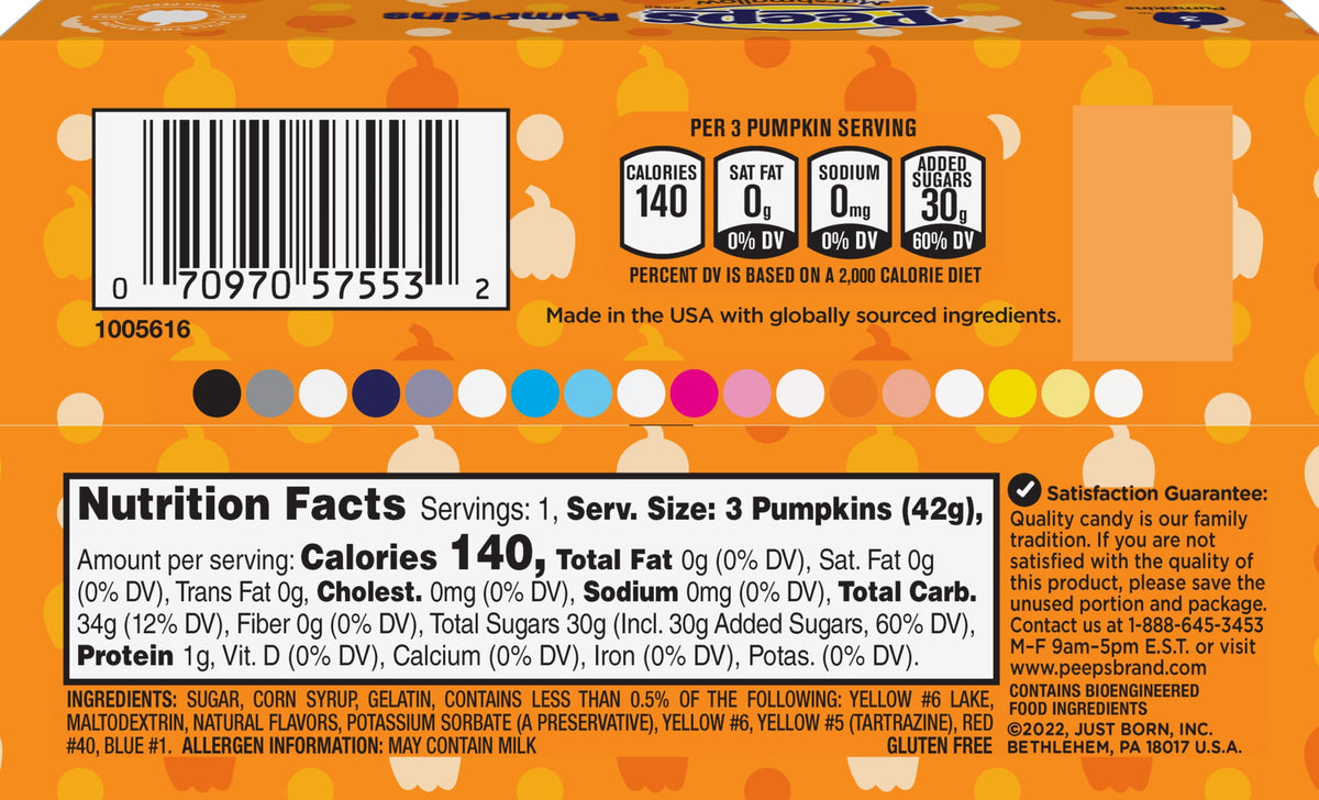 (4 pack) PEEPS Marshmallow Pumpkins Halloween Candy, 3 Count, 1.5 Ounce, Gluten-Free