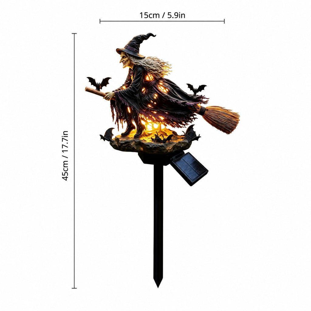 Halloween Witch Cauldron Garden Light, 3D Witch Cauldron LED Projector Outdoor Decor, Solar Powered Garden Stake Light with Halloween Shadow Projection Effect