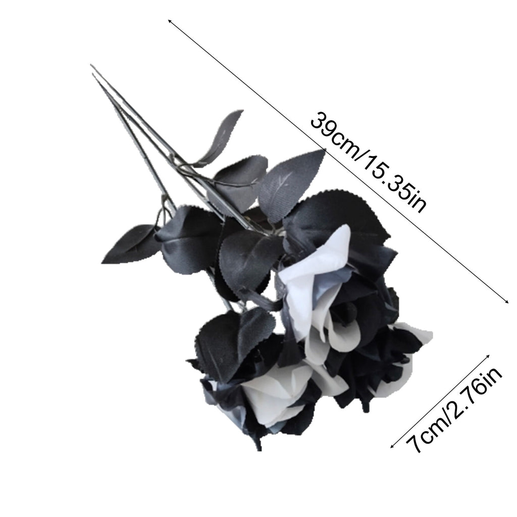 Yika Artificial Flower Black Rose Artificial Silk Flower Artificial Rose Suitable For Halloween Family Wedding Party Decoration
