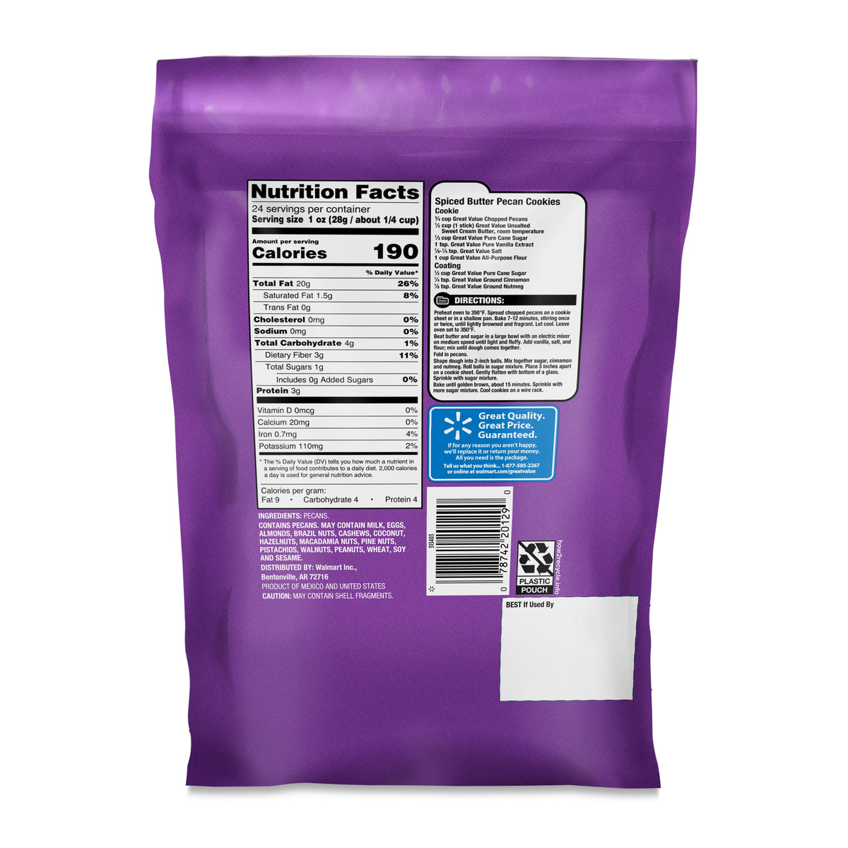 Great Value Chopped Pecans, 24 oz