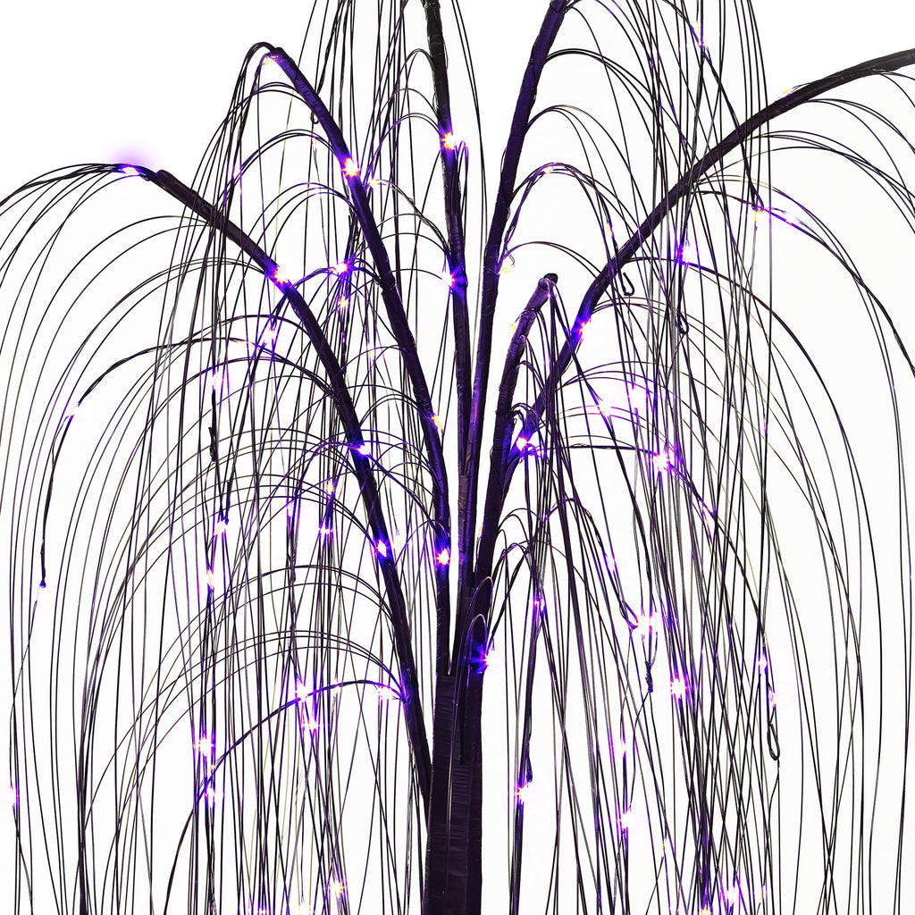 Indoor/Outdoor Battery-Operated 8-Function LED Color-Changing Willow Tree, Orange and Purple, 48", Halloween by Way To Celebrate