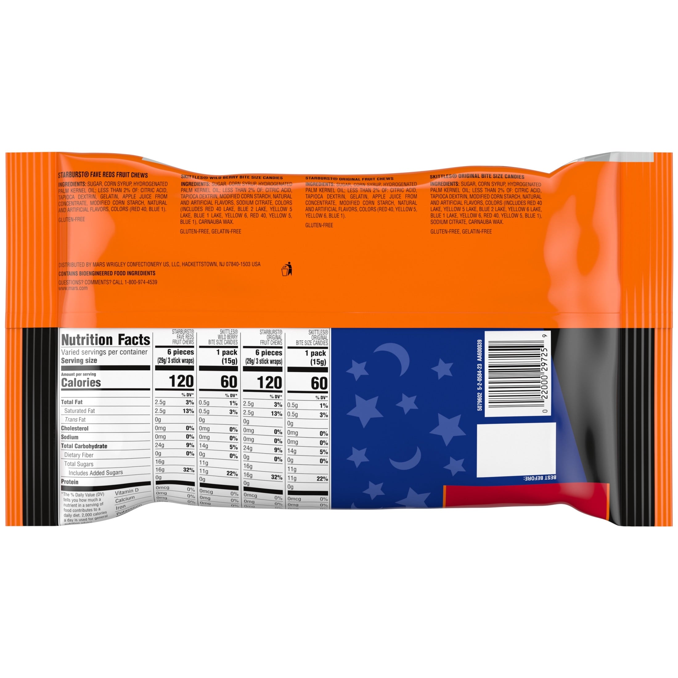 Skittles & Starburst Fun Size Chewy Halloween Candy Variety Pack, 20 Ct Bulk Bag