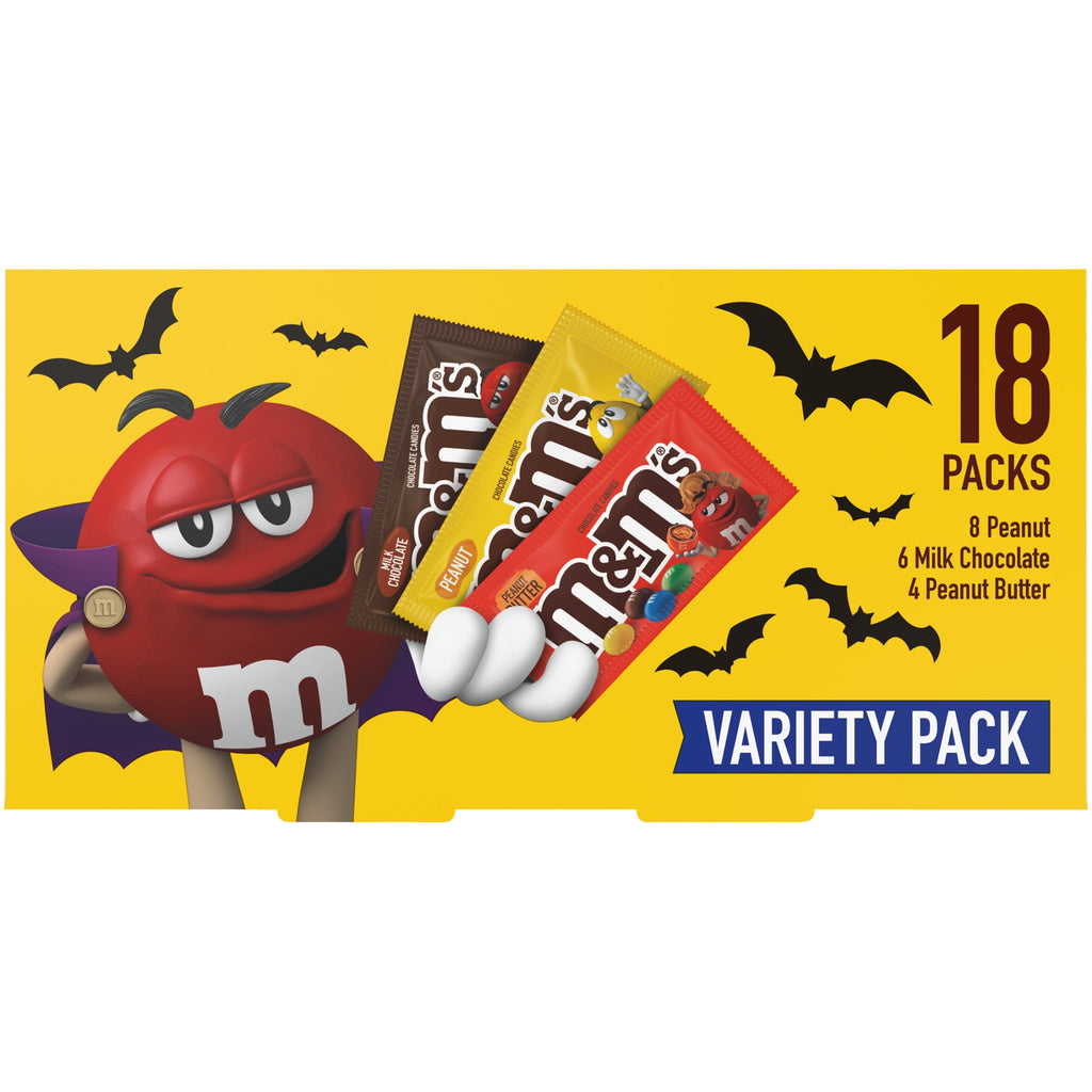 M&M's Full Size Halloween Chocolate Candy Bars, 30.58 oz, 18 Ct Box