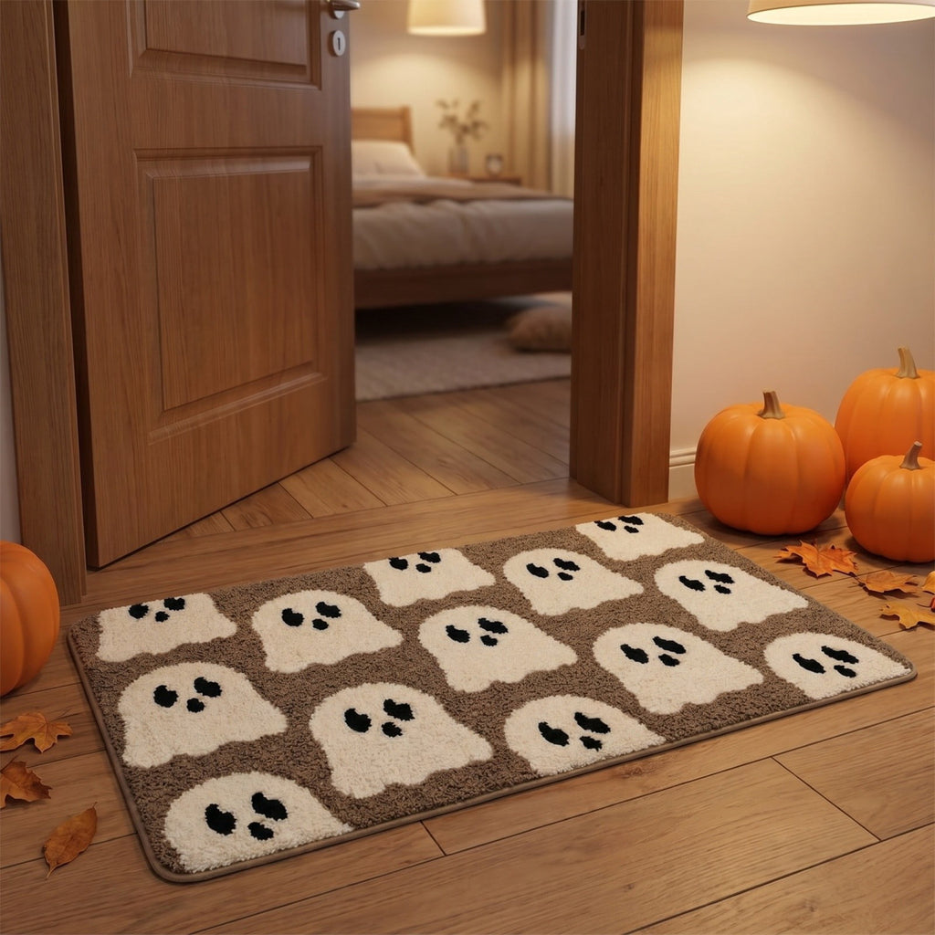 Halloween Home Decor,Halloween Decorations Indoor,Halloween Doormat Outdoor Welcome Mat Ghost Pattern Non-Slip Doormat Indoor Kitchen Mat Unique Design Decorative Mat(B 2.6*1.6FT)