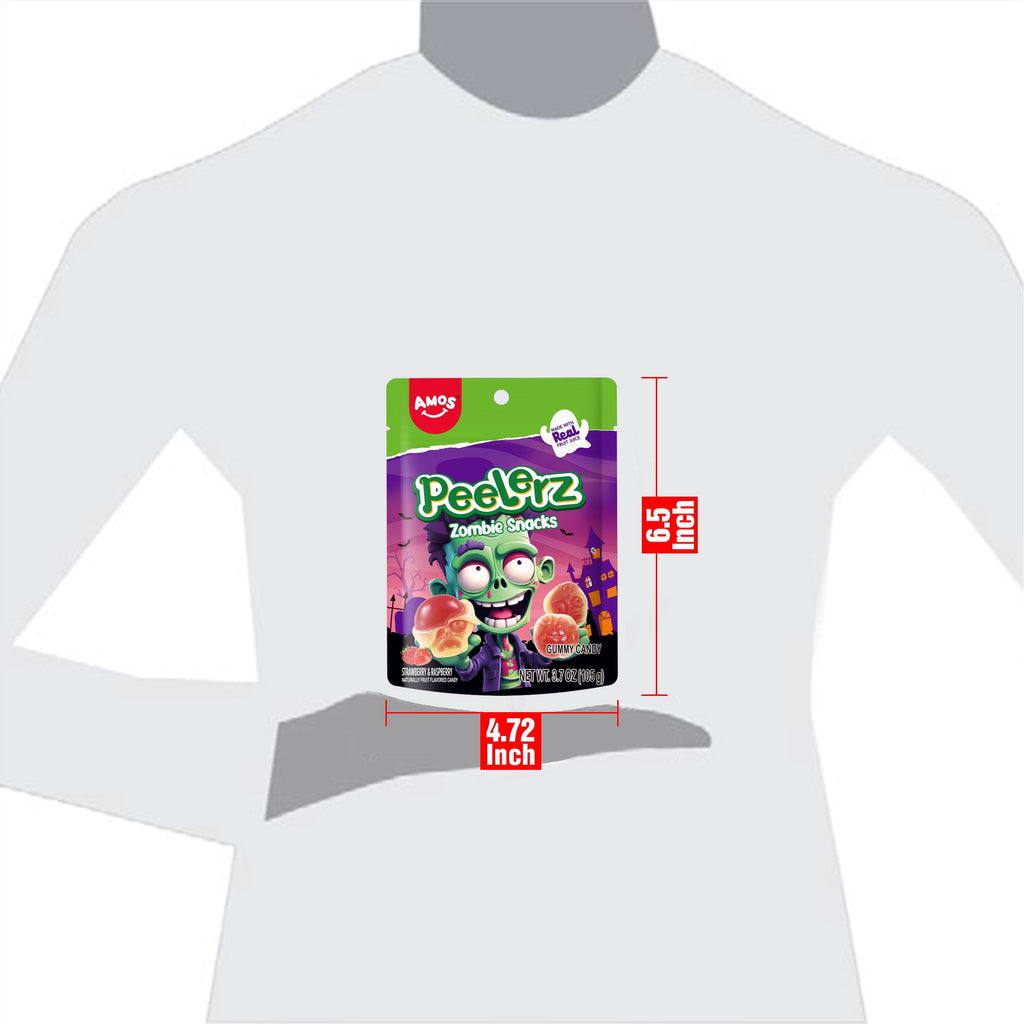 AMOS Peelerz Zombie Gummy Snacks, Allergen Free, 3.7 oz