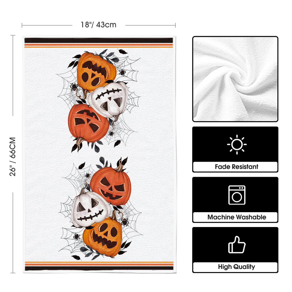 Sm:)e Spider Web Jack-O'-Lantern Pumpkin Cat Happy Halloween Kitchen Towels Dish Towels 18x26 Inch Set of 2
