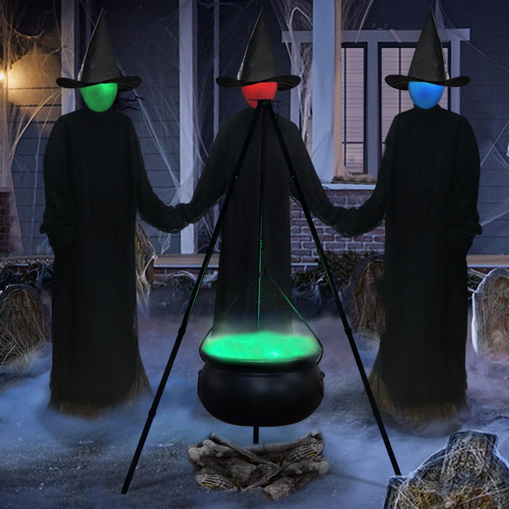Muecwrye Halloween Decorations Outdoor, Halloween Clearance! Halloween Witches Cauldron on Tripod with Lights, DIY Bubbling Cauldron Set Decor for Home Porch Outside, Halloween Party Supplies