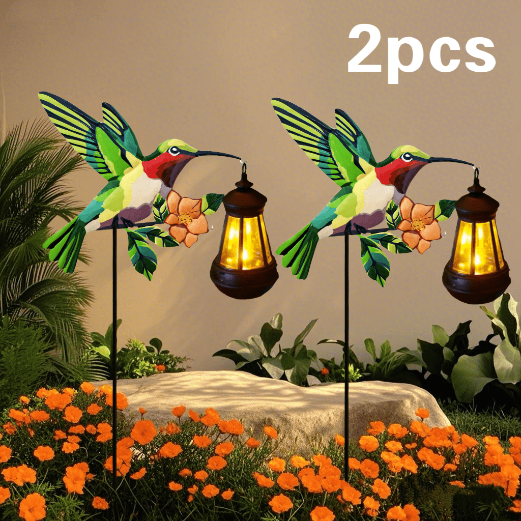 1/2 Pack Hummingbird Solar Lantern Lights, IP65 Waterproof Warm White Solar Hanging Lantern, Outdoor Solar Powered Decor for Yard Patio Garden Party Decorations