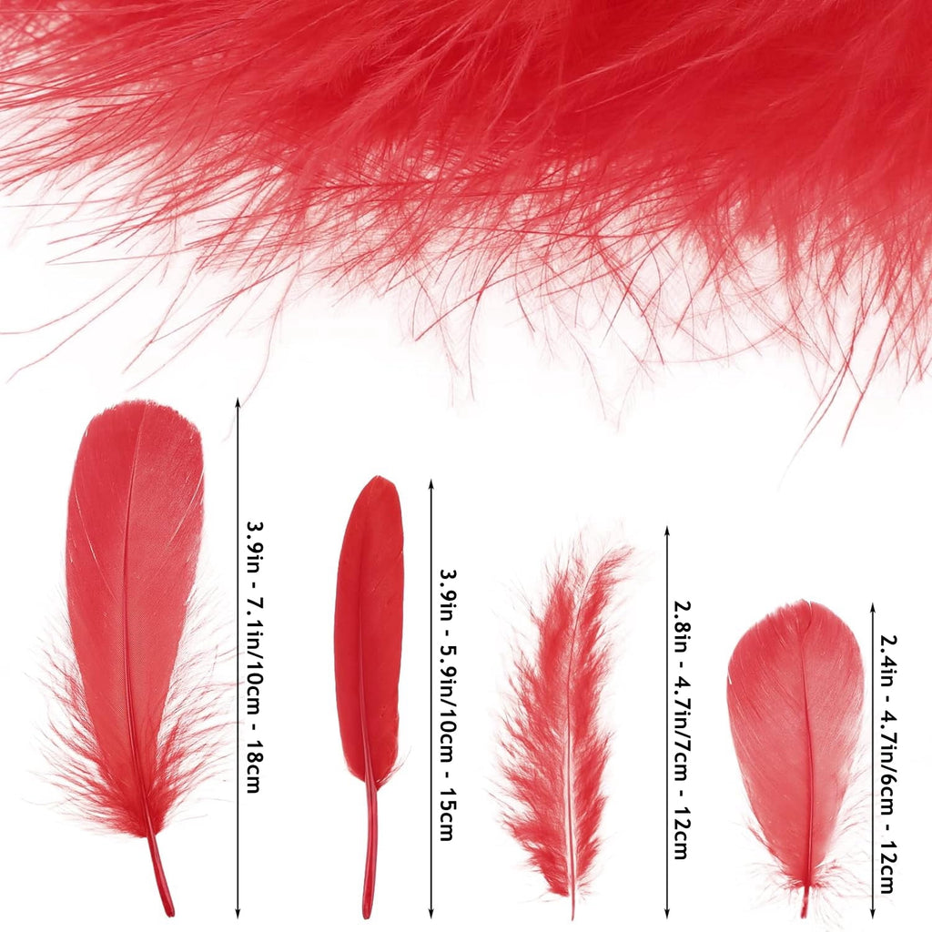 600PCS Red Feathers, 3-4.7 inch Feathers Bulk for DIY Crafts Wedding Halloween Costume Party Decorations Dream Catcher Supplies