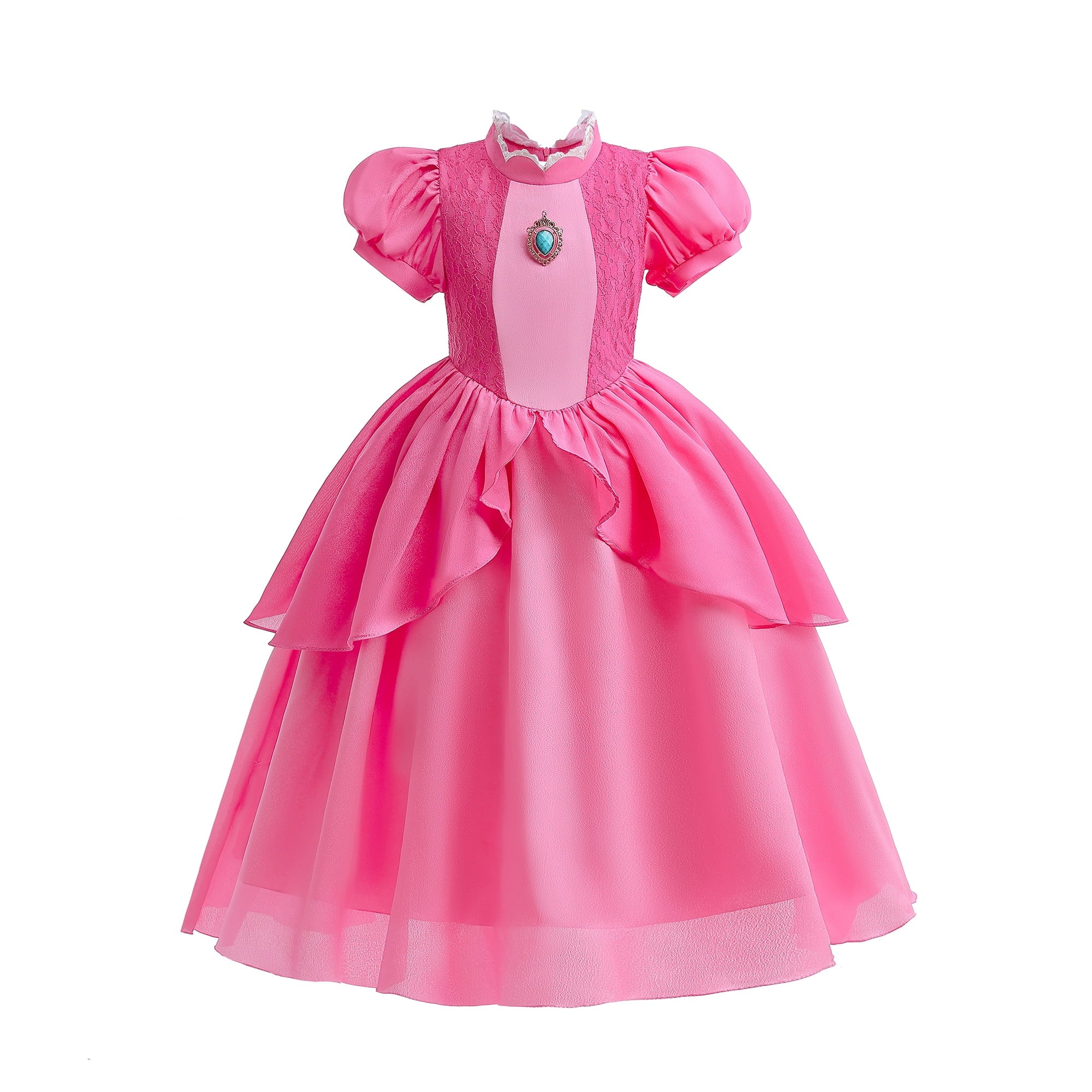 Princess Costume for Girls Dress up Outfit with Crown Gloves Earring Wand 7-8Years(P03)