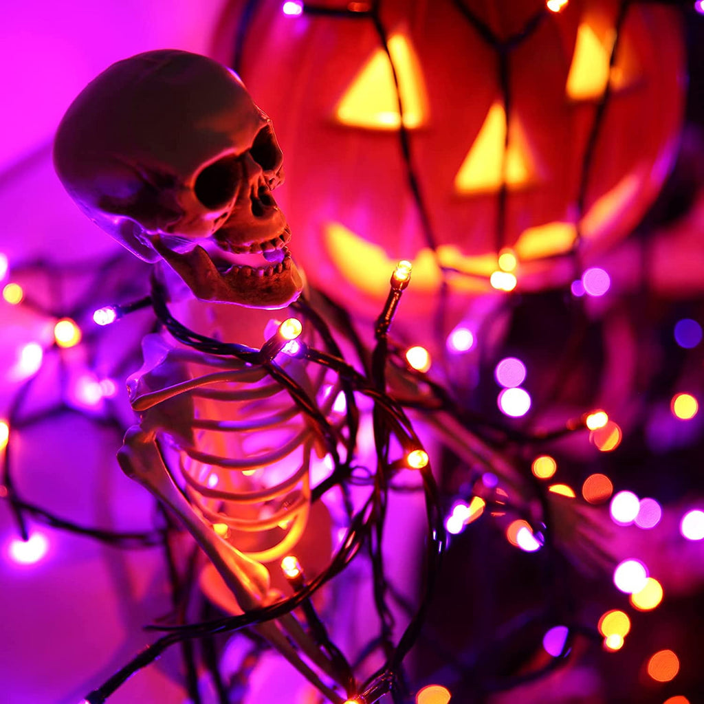 Toodour Orange & Purple Halloween Lights, 82ft 200 LED Plug in Halloween String Lights with 8 Modes, Memory & Timer Function, Connectable Halloween Outdoor Lights for Home, Garden, Halloween Decor