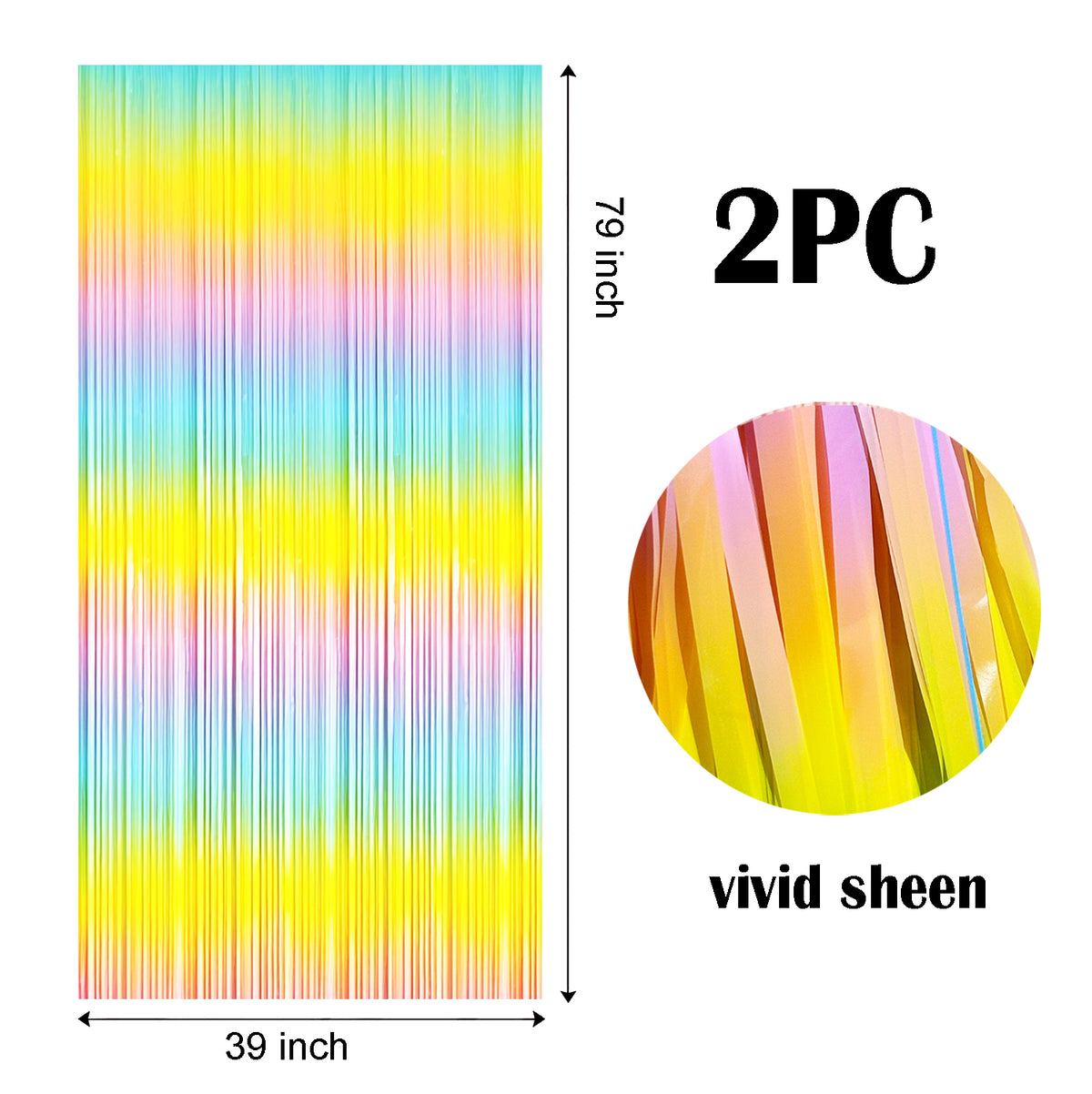 Sm:)e 2-Pack Light Bright Silver Foil Fringe Curtains for Events - Birthday, Wedding, Graduation, Christmas, Baby Shower, various festivals Decor Photo Booth Fun!