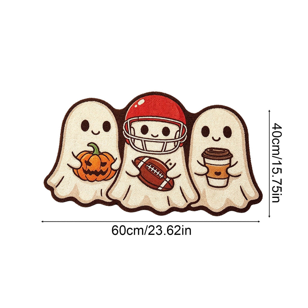 Halloween Doormat Ghost Bath Mat 23.6x15.7in Secure-Grip Absorbent Soft Faux Fur Rug for Bathroom Bedroom Living Room Decor by OVFUIZ