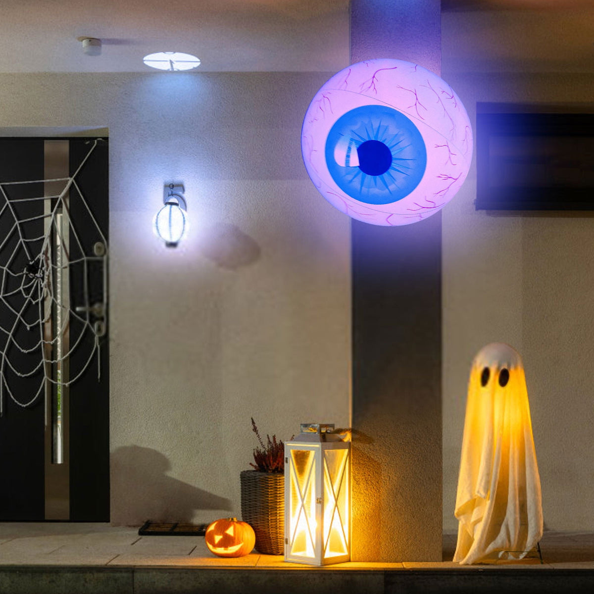 Kumdkd 15.7" Halloween LED Eyeball Inflatable Decor - Color Changing Party Balloon with Remote Control for Indoor/Outdoor Scary Decorations