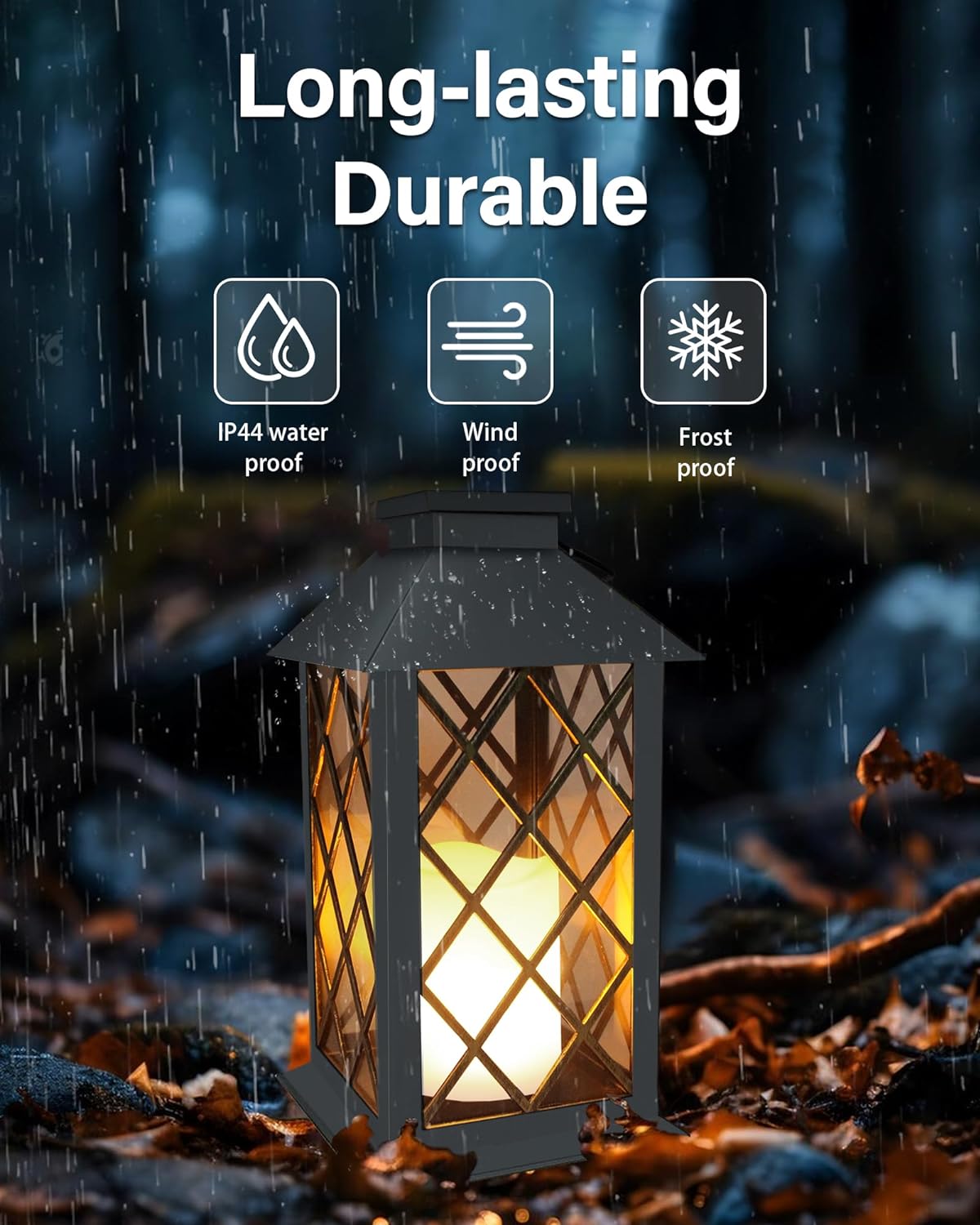 Supbessel Solar Lantern,Outdoor Garden Hanging Lanterns,2 Pack 11Inch Waterproof LED Flickering Flameless Candle Mission Lights for Table,Outdoor,Party Decorative(Black)