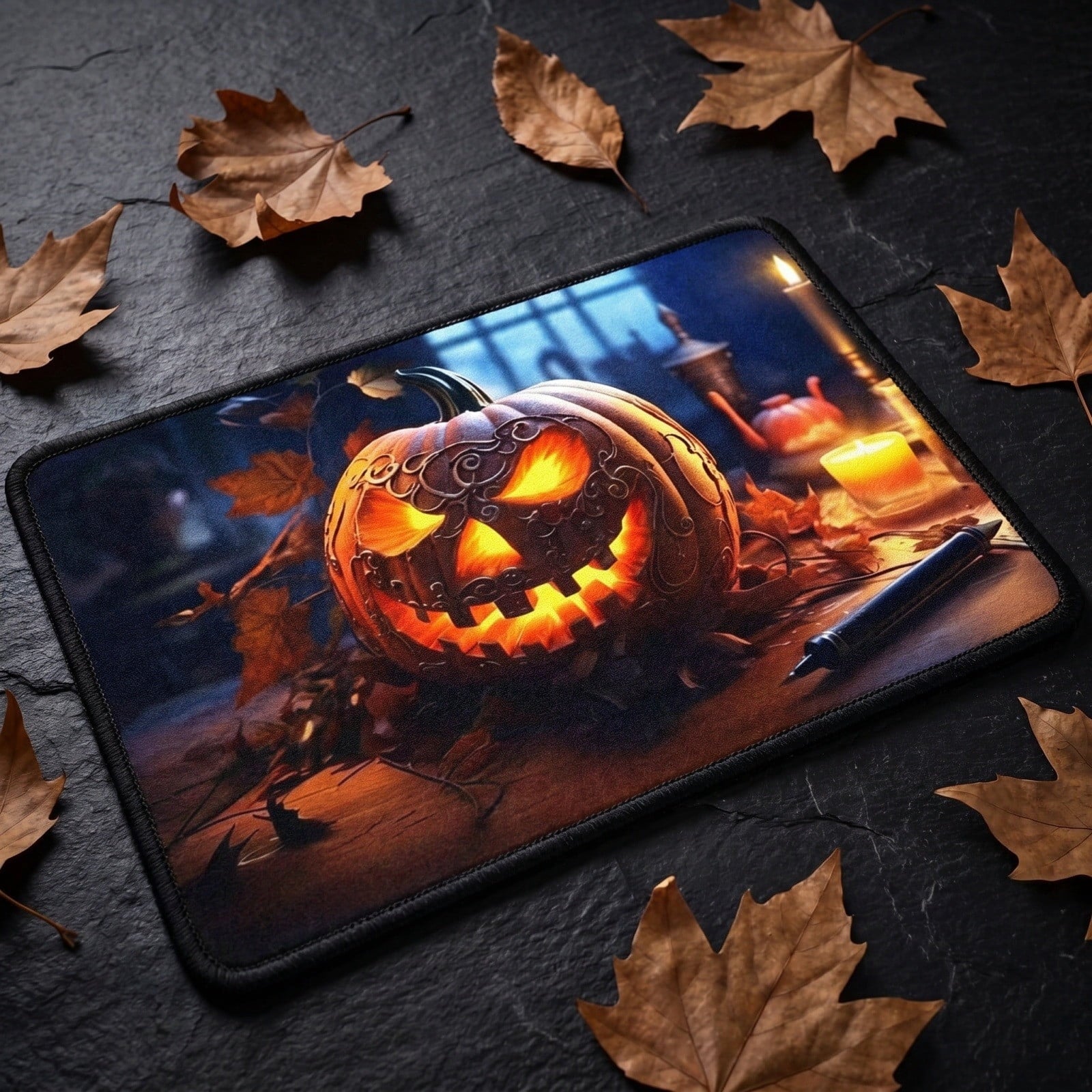 Halloween Themed Doormat Entryway Rug, Spooky Pumpkin Front Door Mat for Trick or Treaters, Non Slip Washable Mat for Indoor and Outdoor, Festive Halloween Floor Decoration for Home