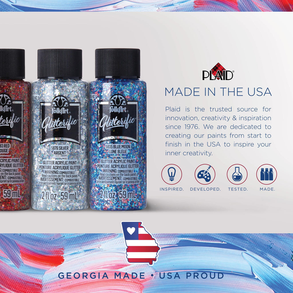 FolkArt Glitterific Acrylic Craft Paint, Glitter Finish, Hologram, 2 fl oz
